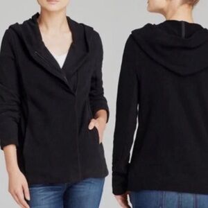 James Perse Black Moto Off Center Full Zip Hoodie